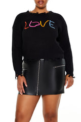 Plus Size Love Embroidered Sweater - Forever 21