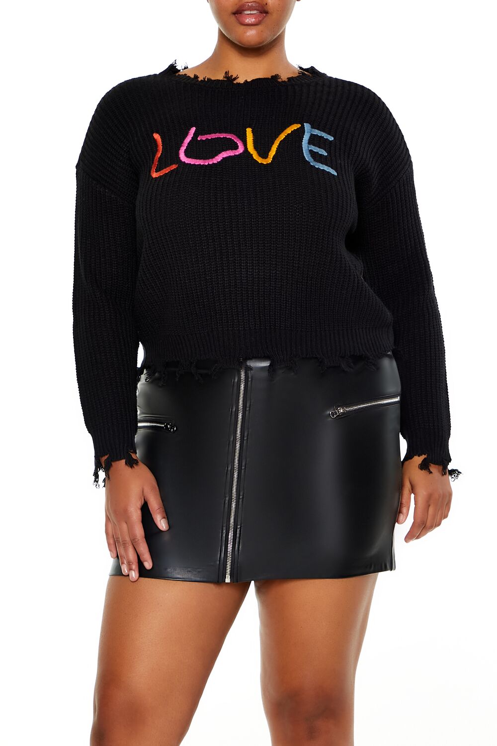 Plus Size Love Embroidered Sweater - Forever 21