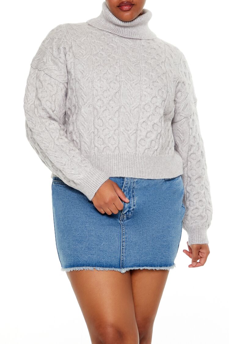 Plus Size Cable Knit Turtleneck Sweater - Forever 21