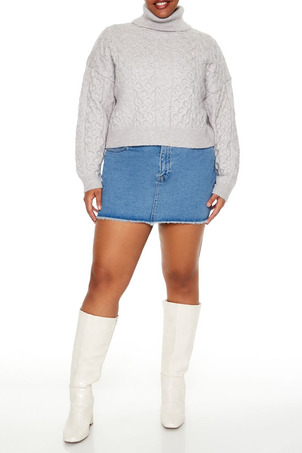 Plus Size Cable Knit Turtleneck Sweater - Forever 21