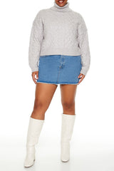 Plus Size Cable Knit Turtleneck Sweater - Forever 21