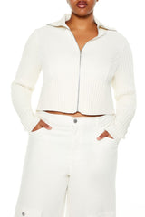 Plus Size Cropped Zip-Up Sweater - Forever 21