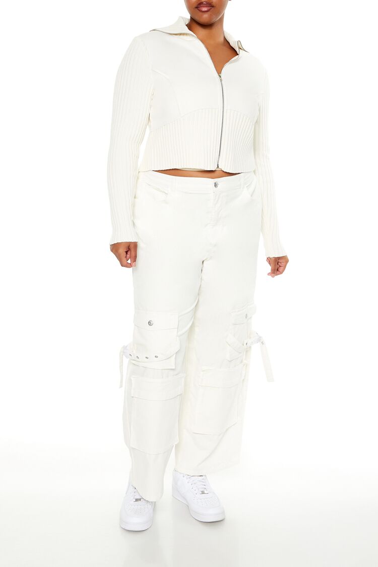 Plus Size Cropped Zip-Up Sweater - Forever 21