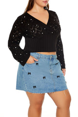 Plus Size Pointelle Surplice Sweater - Forever 21