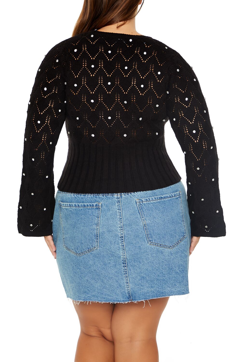 Plus Size Pointelle Surplice Sweater - Forever 21