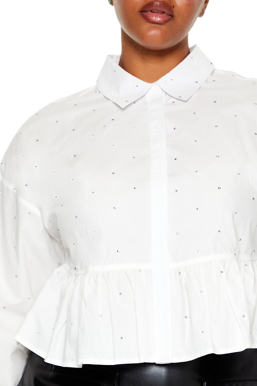 Plus Size Rhinestone Peplum Shirt - Forever 21