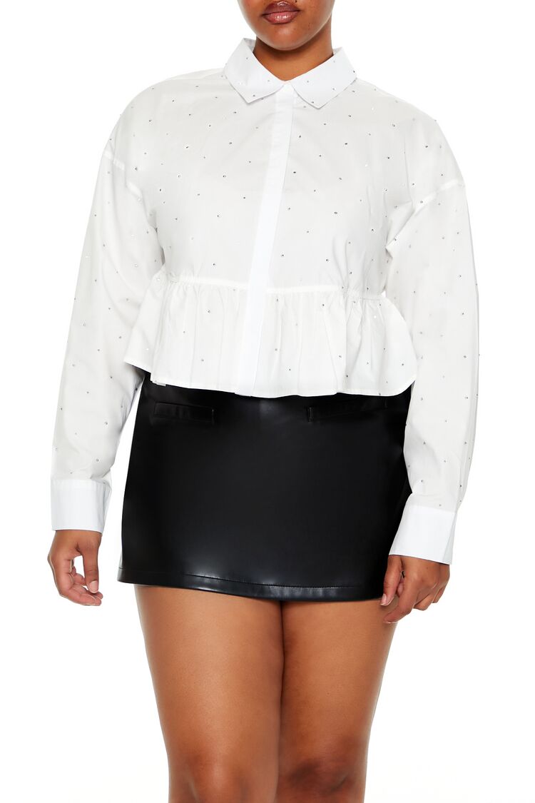 Plus Size Rhinestone Peplum Shirt - Forever 21