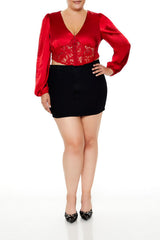 Plus Size Satin Corset Crop Top - Forever 21