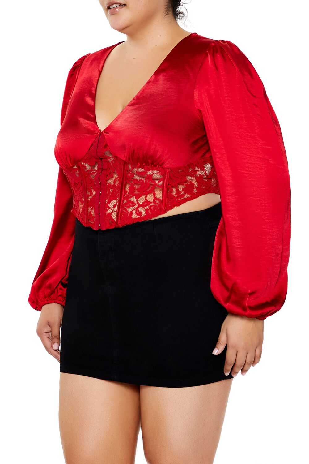 Plus Size Satin Corset Crop Top - Forever 21