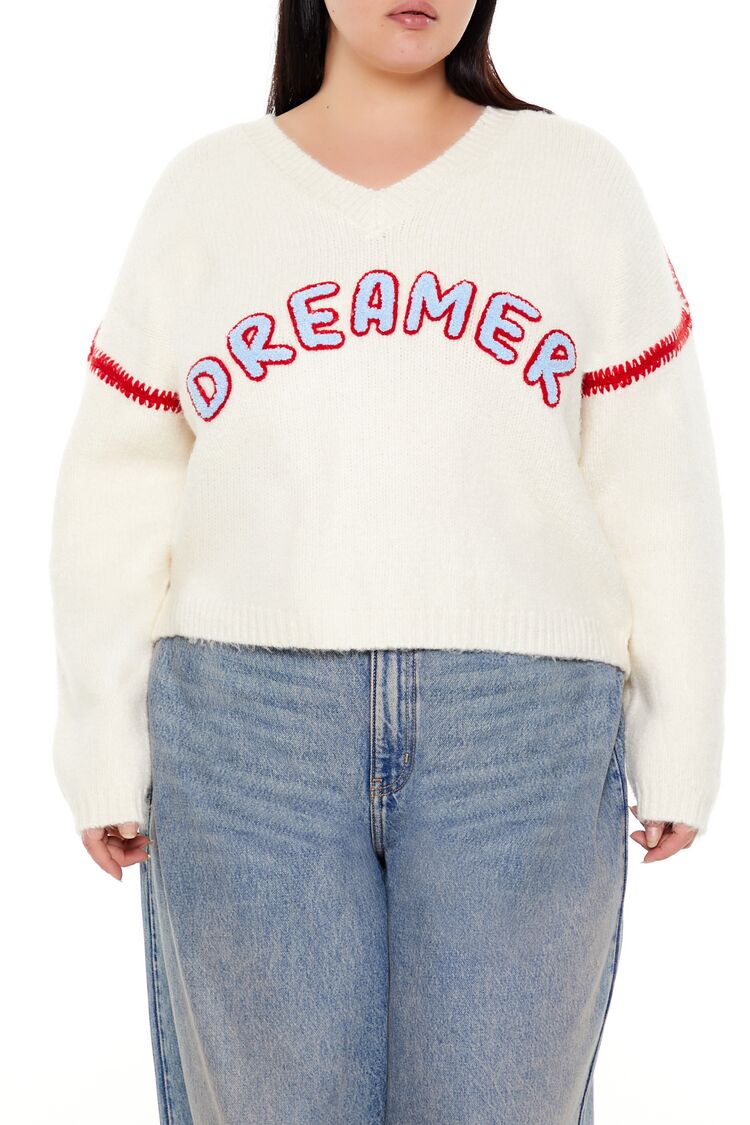 Plus Size Dreamer Fuzzy Knit Sweater - Forever 21