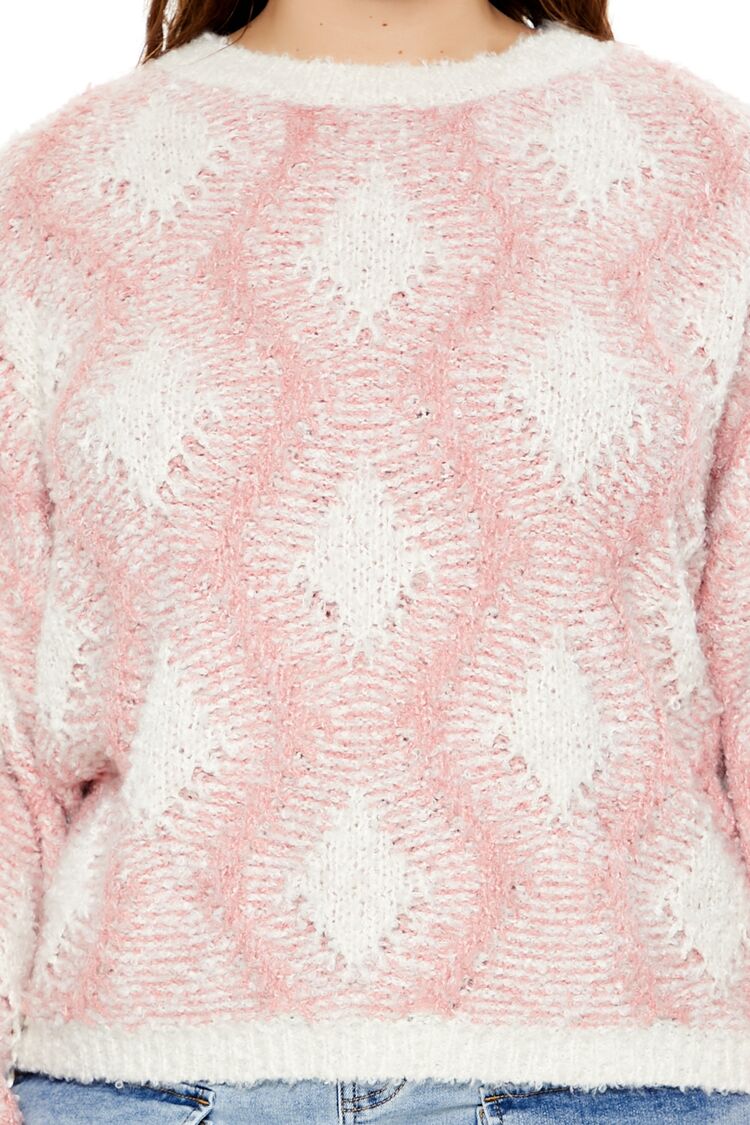 Plus Size Marled Diamond Knit Sweater - Forever 21