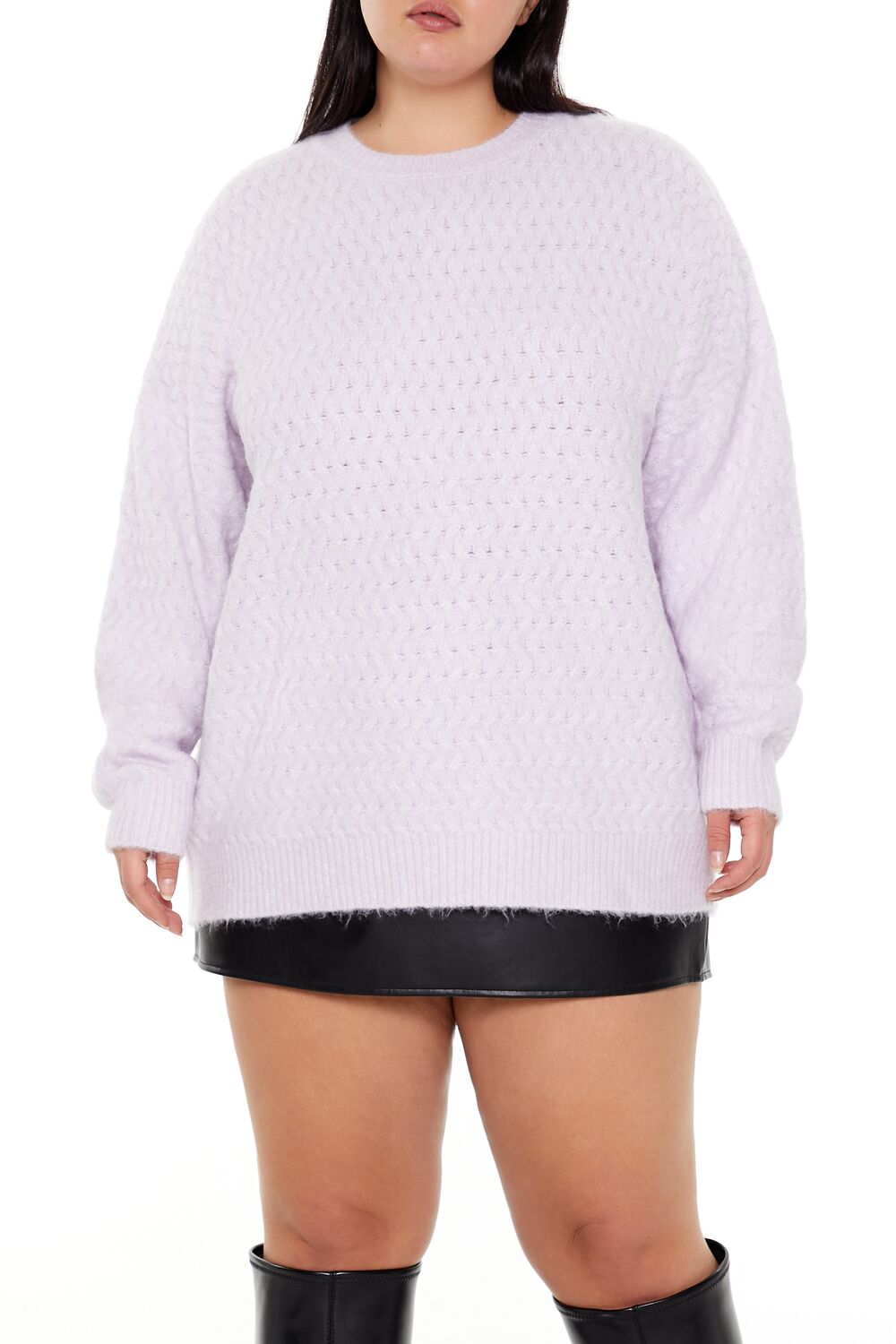 Plus Size Textured Drop-Sleeve Sweater - Forever 21