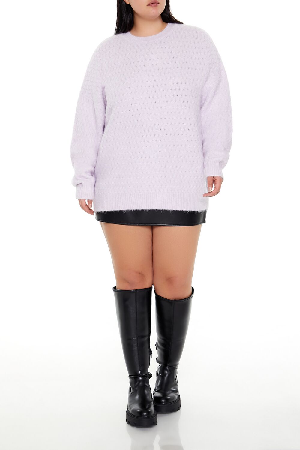 Plus Size Textured Drop-Sleeve Sweater - Forever 21