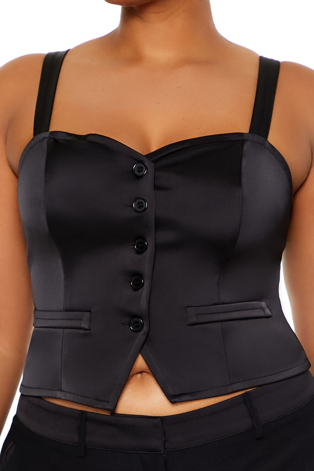 Plus Size Button-Front Crop Top - Forever 21