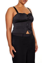 Plus Size Button-Front Crop Top - Forever 21
