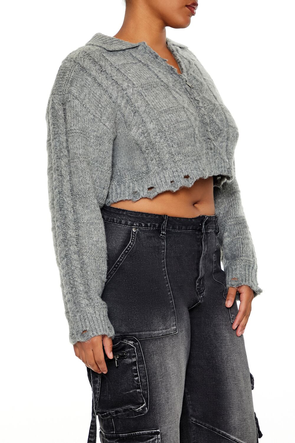Plus Size Cable Knit Cropped Sweater - Forever 21