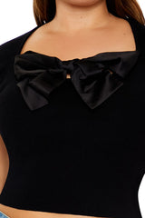 Plus Size Sweater-Knit Bow Crop Top - Forever 21
