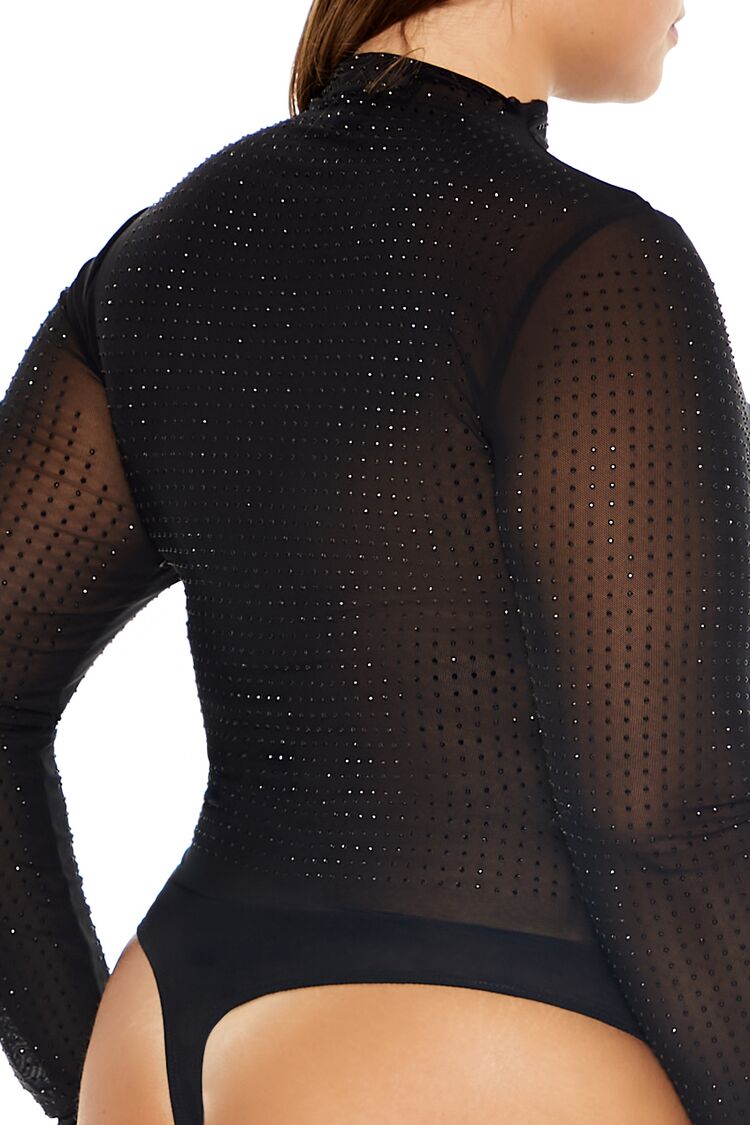 Plus Size Mesh Rhinestone Bodysuit - Forever 21