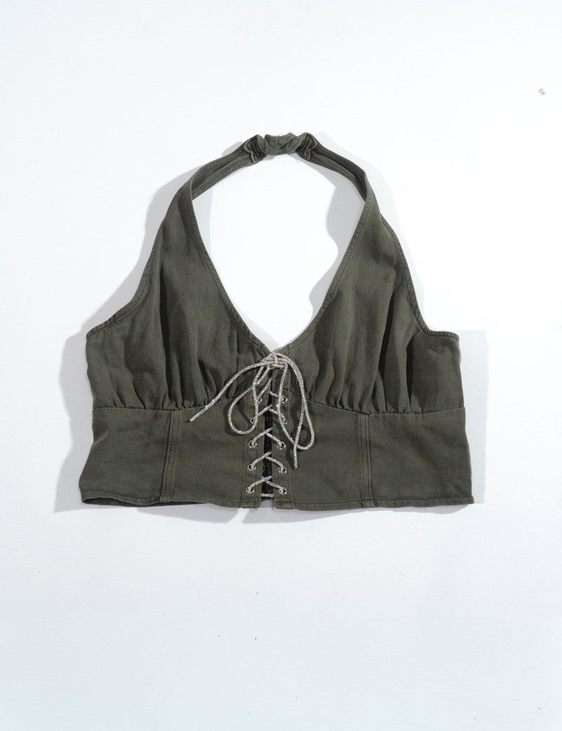 Plus Size Lace-Up Halter Top - Forever 21