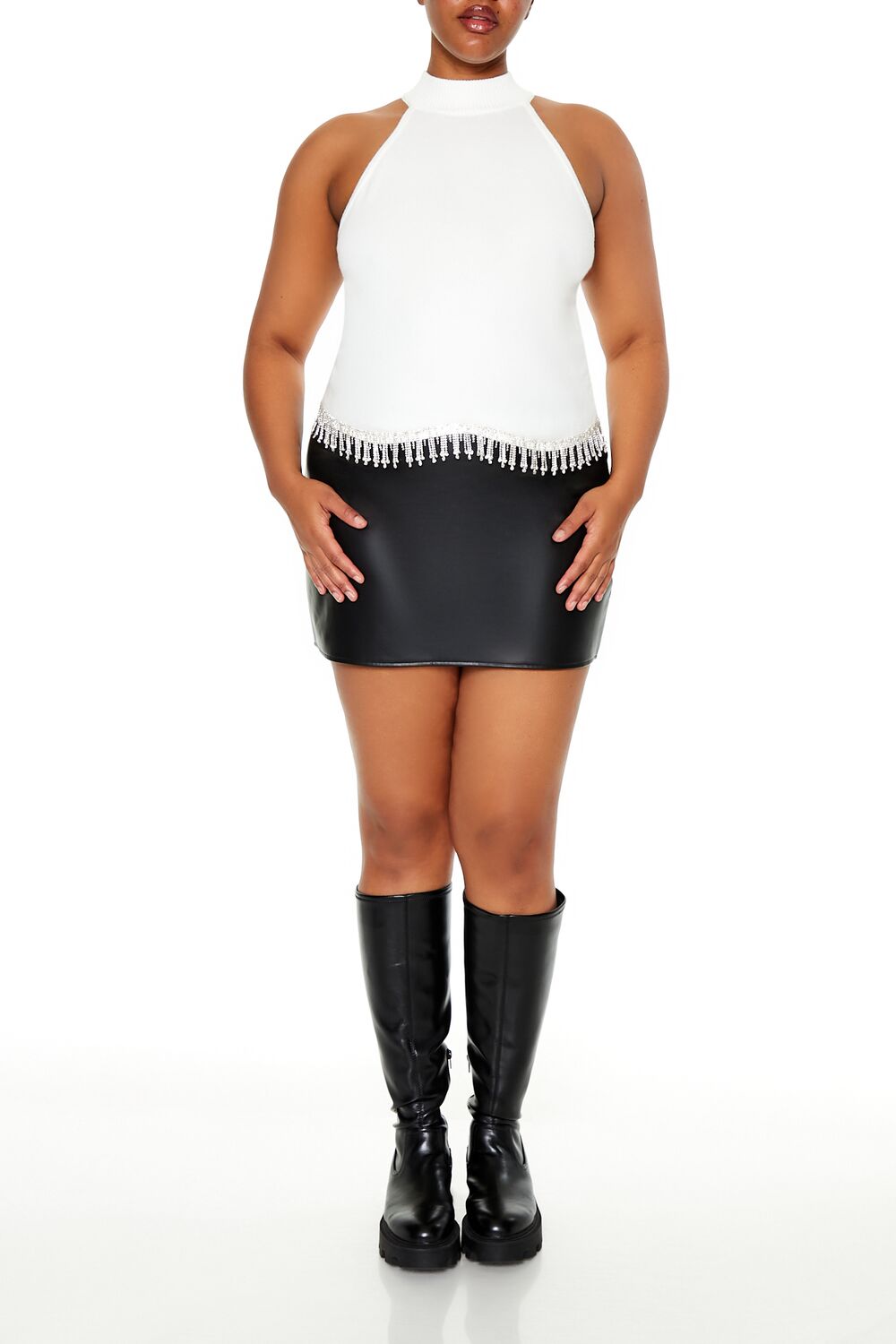 Plus Size Rhinestone-Trim Tank Top - Forever 21