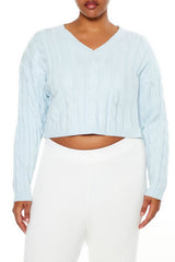 Plus Size Cropped Cable Knit Sweater - Forever 21