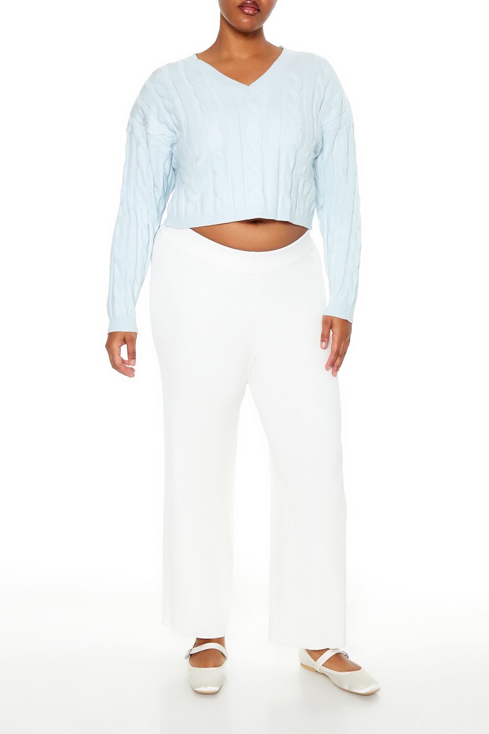 Plus Size Cropped Cable Knit Sweater - Forever 21