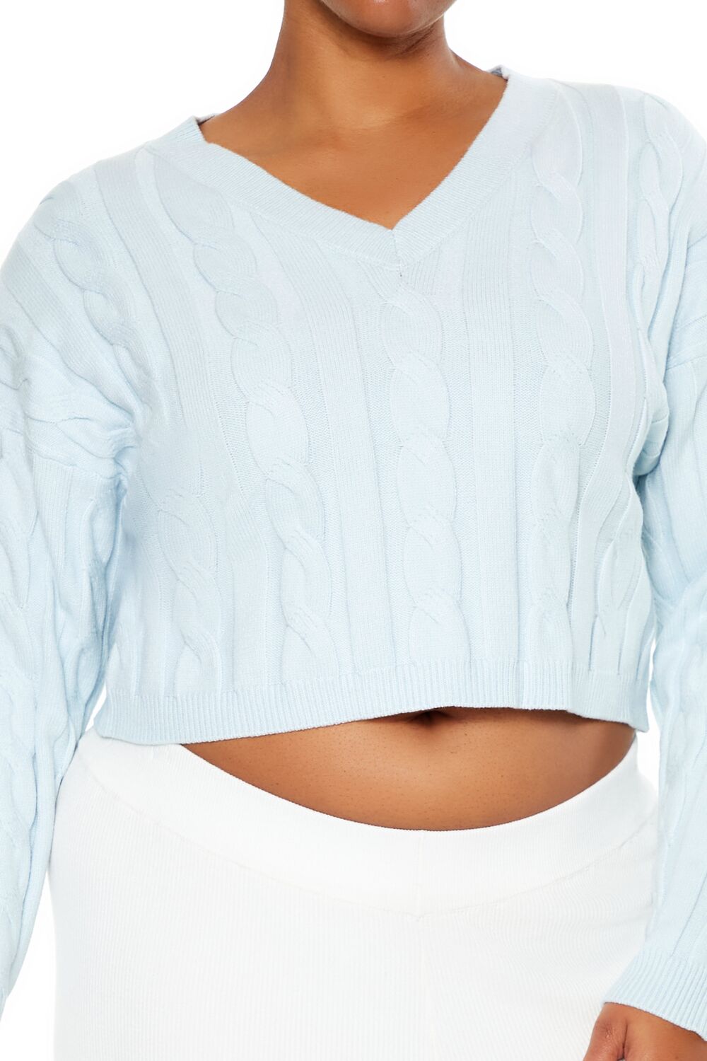 Plus Size Cropped Cable Knit Sweater - Forever 21