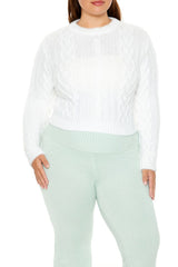 Plus Size Fuzzy Cable Knit Sweater - Forever 21