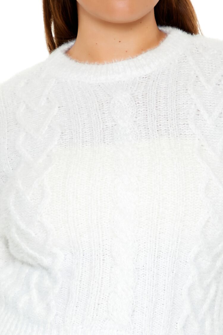 Plus Size Fuzzy Cable Knit Sweater - Forever 21
