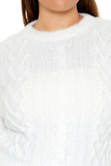 Plus Size Fuzzy Cable Knit Sweater - Forever 21