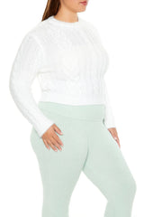 Plus Size Fuzzy Cable Knit Sweater - Forever 21