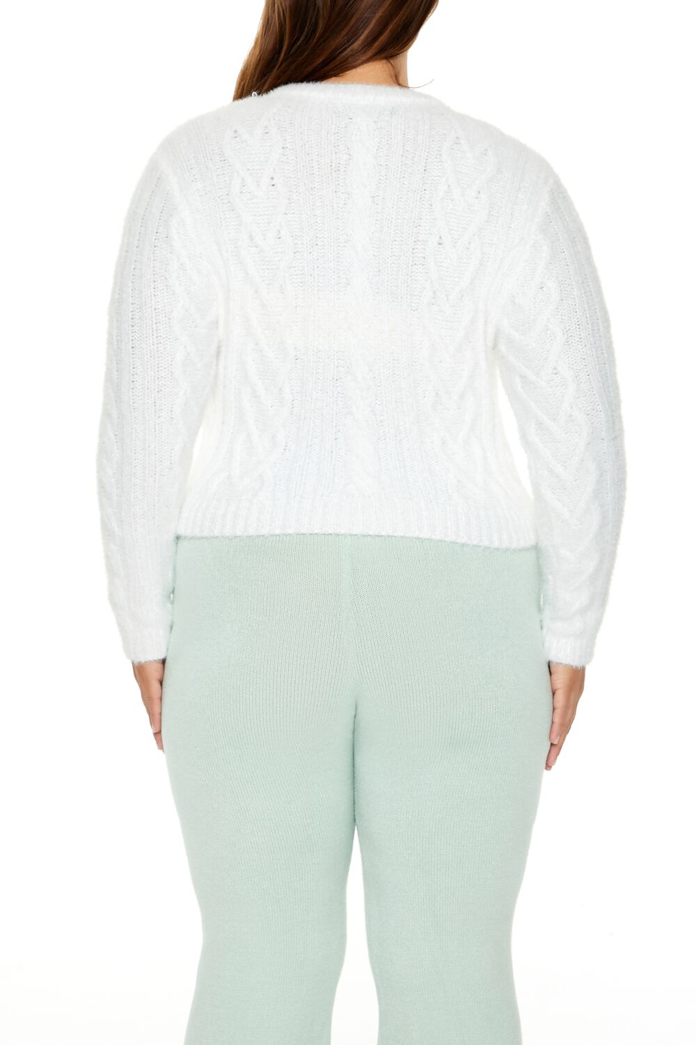 Plus Size Fuzzy Cable Knit Sweater - Forever 21