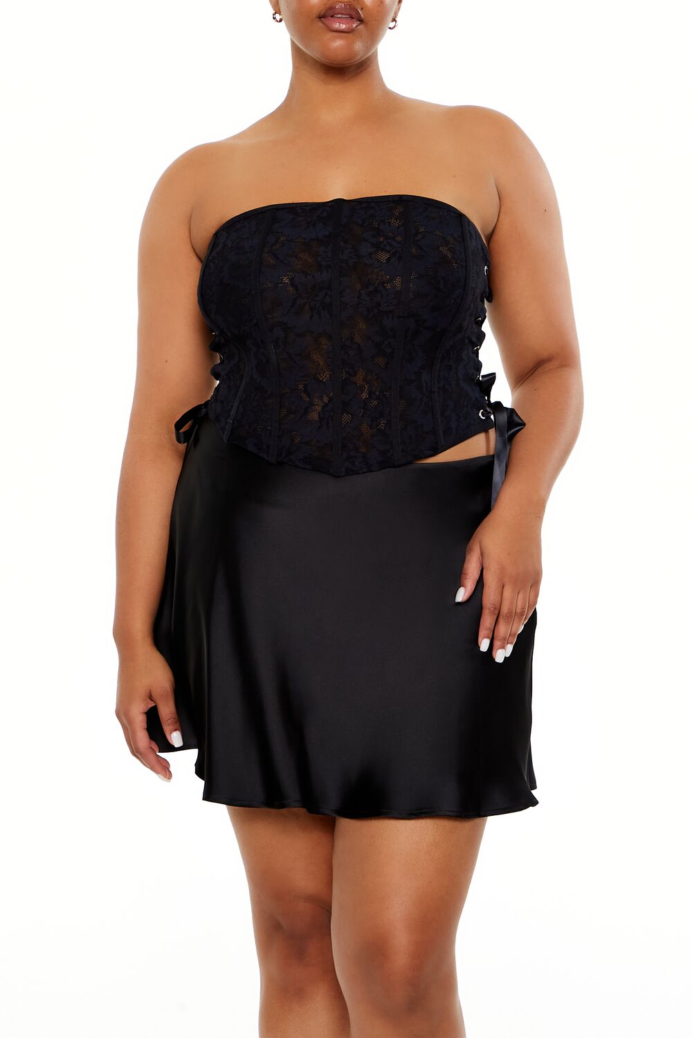 Plus Size Lace-Up Tube Top - Forever 21