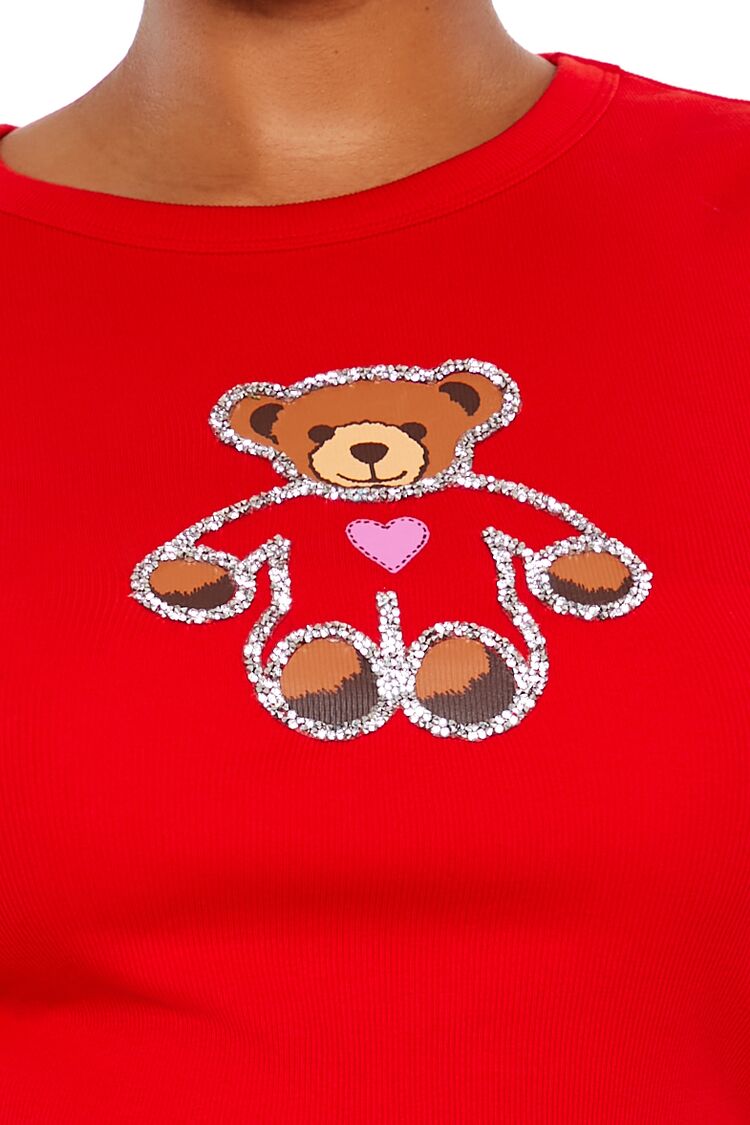 Plus Size Sequin Teddy Bear Baby Tee - Forever 21