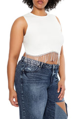 Plus Size Sweater-Knit Rhinestone Crop Top - Forever 21
