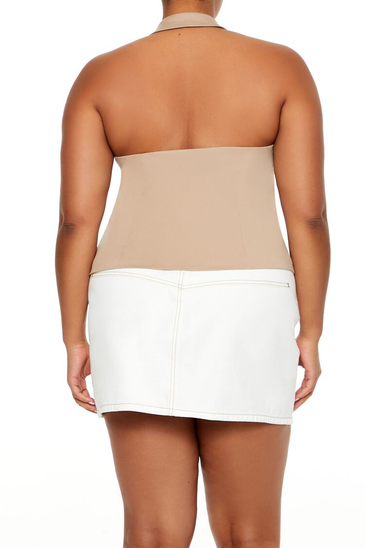 Plus Size Zip-Up Halter Crop Top - Forever 21