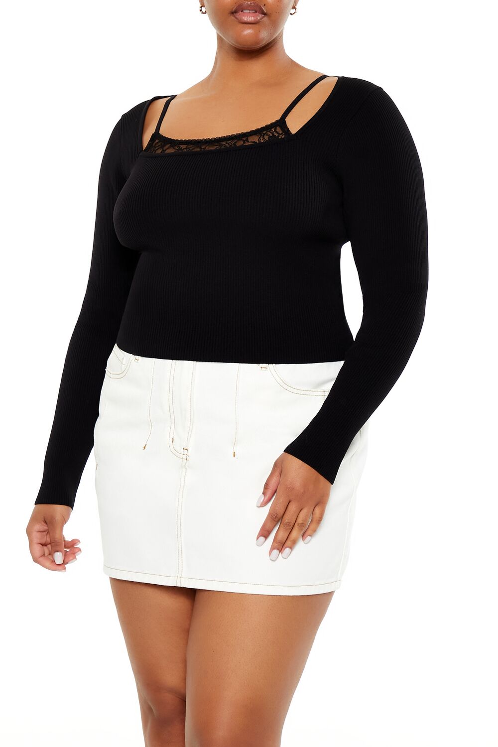 Plus Size Lace Cami & Sweater Combo Top - Forever 21