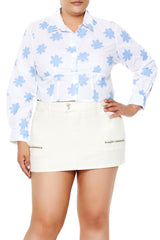 Plus Size Floral Print Cropped Shirt - Forever 21
