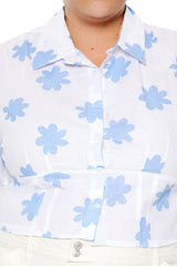 Plus Size Floral Print Cropped Shirt - Forever 21