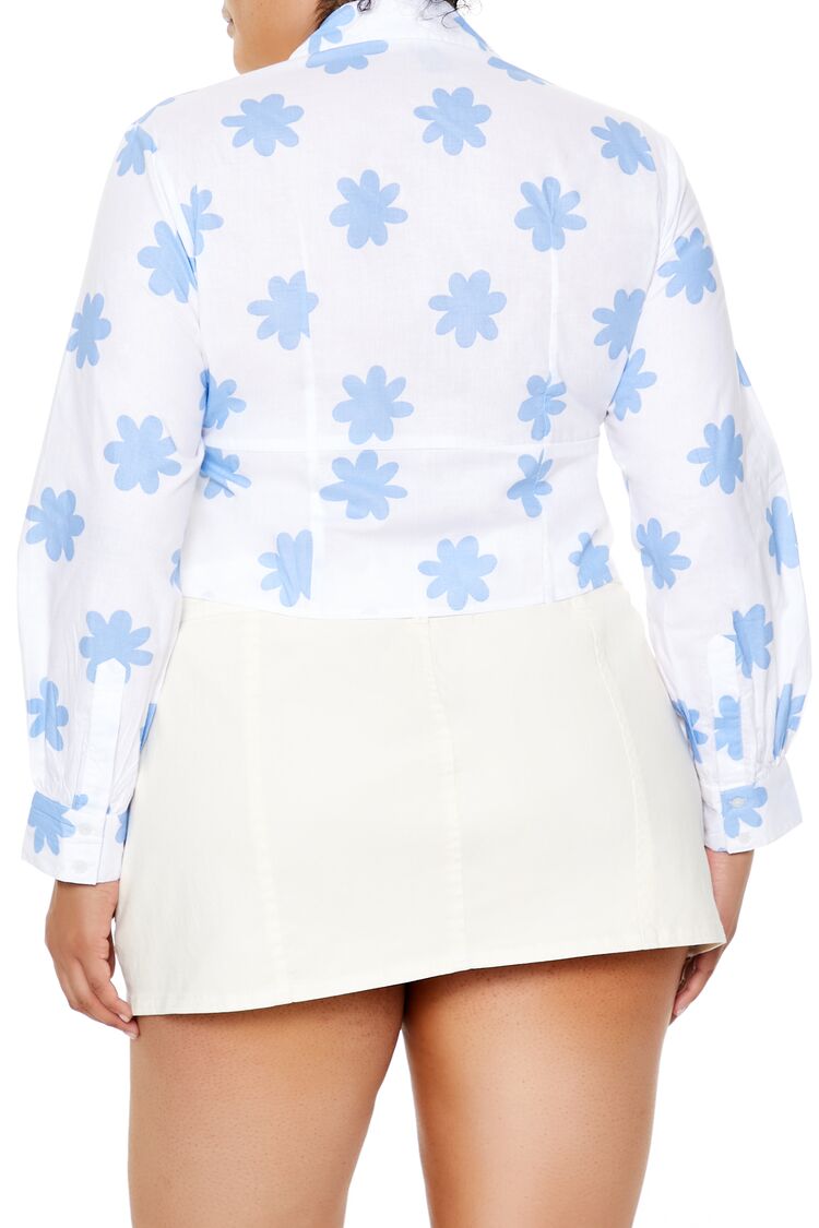Plus Size Floral Print Cropped Shirt - Forever 21