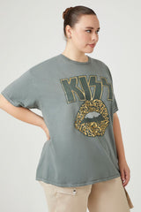 Plus Size Oversized Metallic Kiss Tee - Forever 21