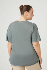 Plus Size Oversized Metallic Kiss Tee - Forever 21