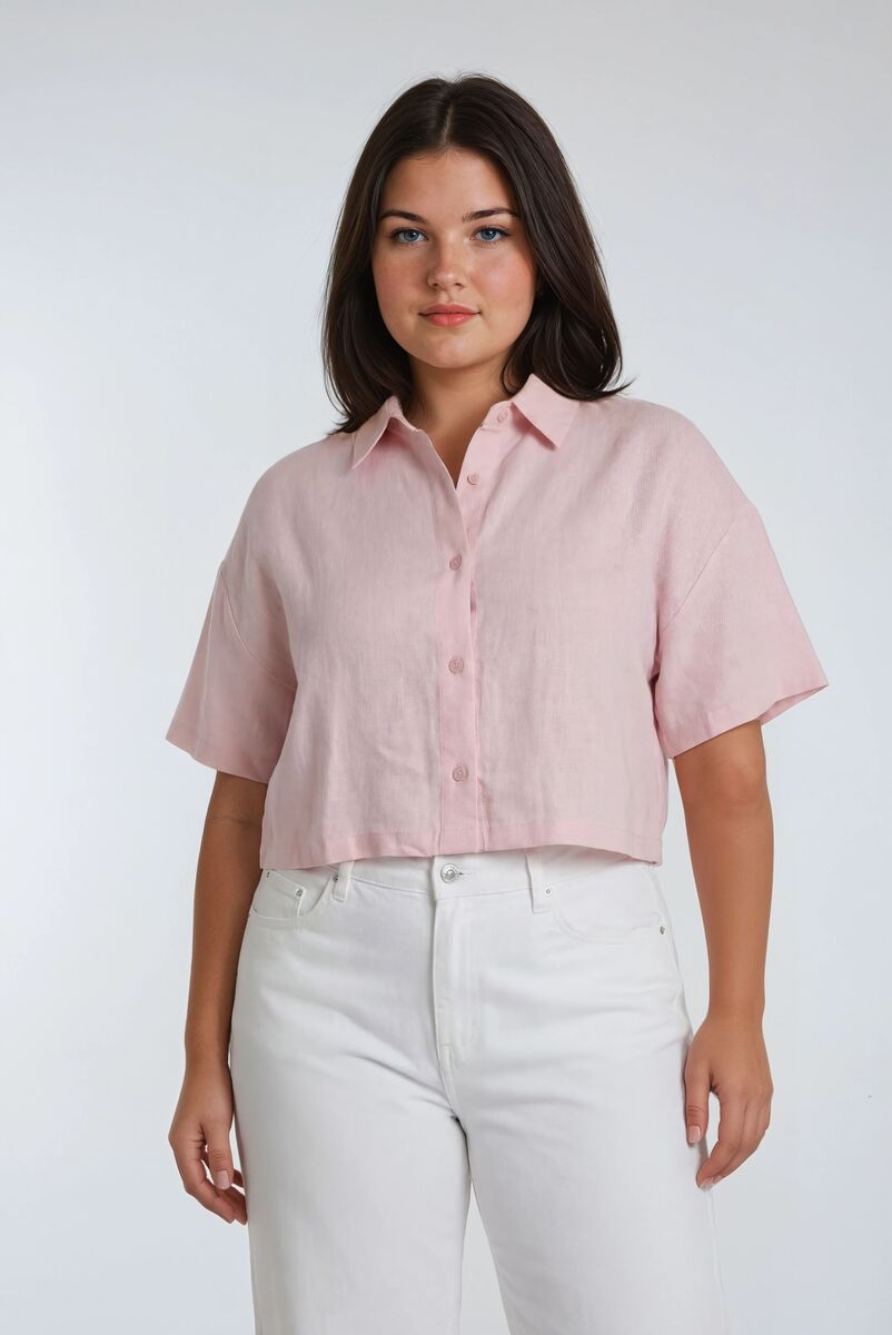 Plus Size Cropped Button-Front Shirt - Forever 21