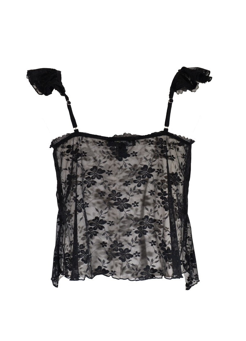 Plus Size Sheer Cap-Sleeve Lace-Trim Top - Forever 21