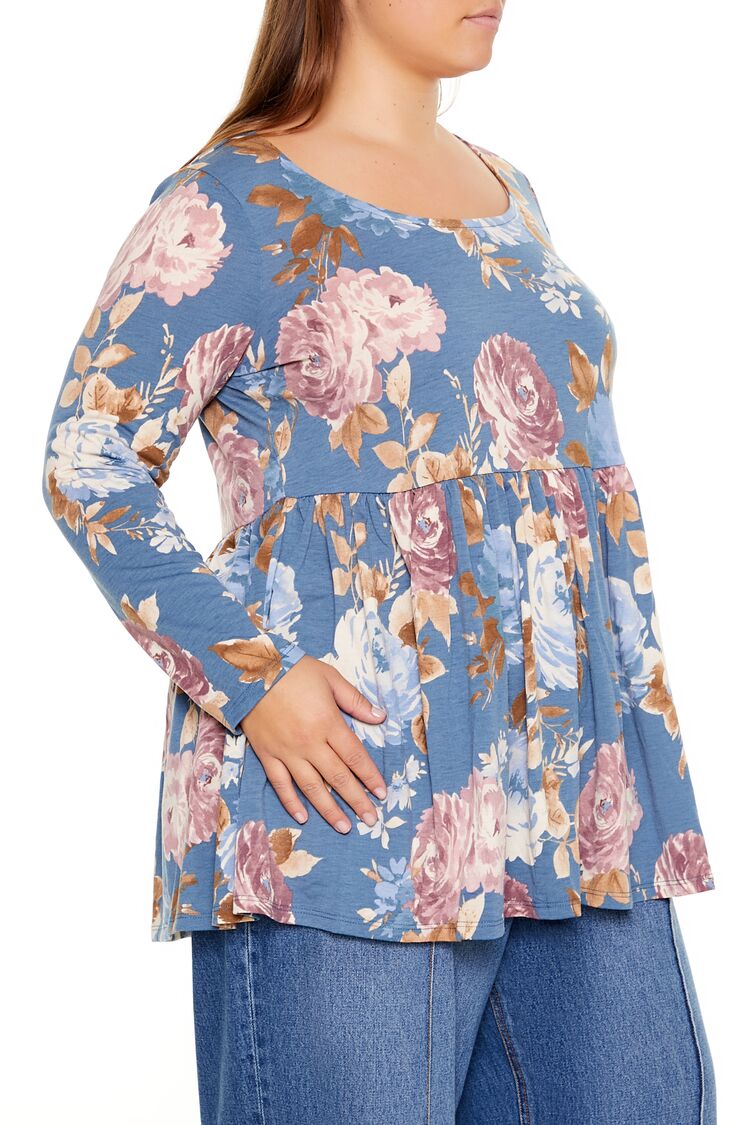 Plus Size Floral Print Flounce Top - Forever 21