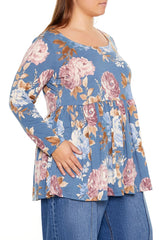 Plus Size Floral Print Flounce Top - Forever 21