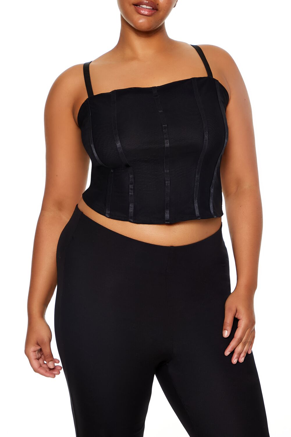 Plus Size Lace-Up Cropped Cami - Forever 21