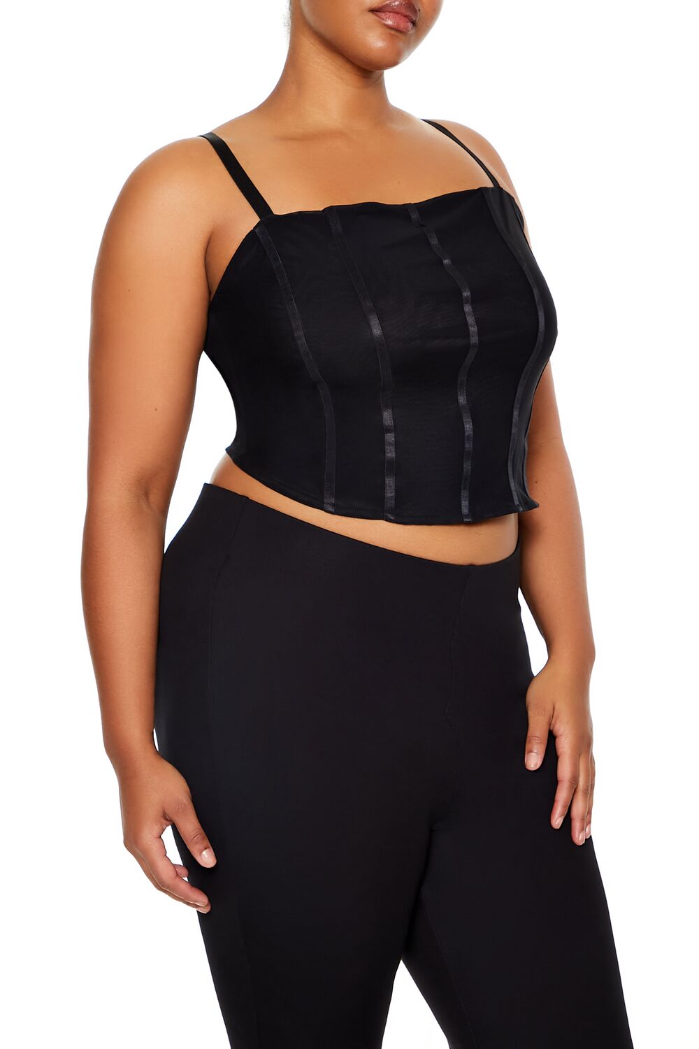 Plus Size Lace-Up Cropped Cami - Forever 21