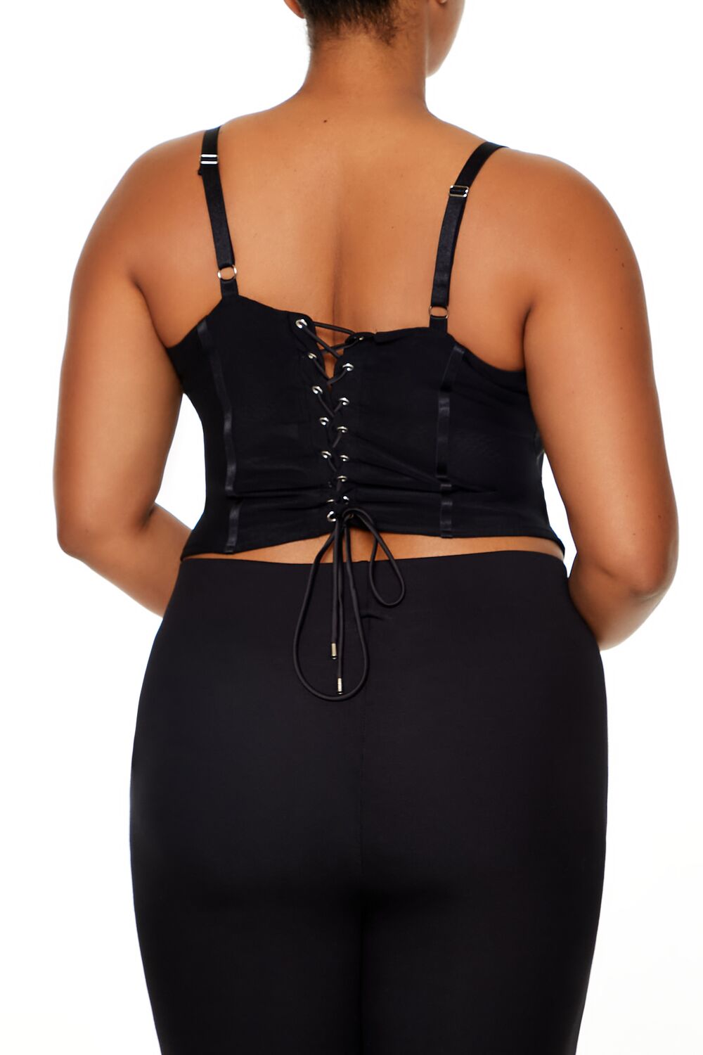 Plus Size Lace-Up Cropped Cami - Forever 21