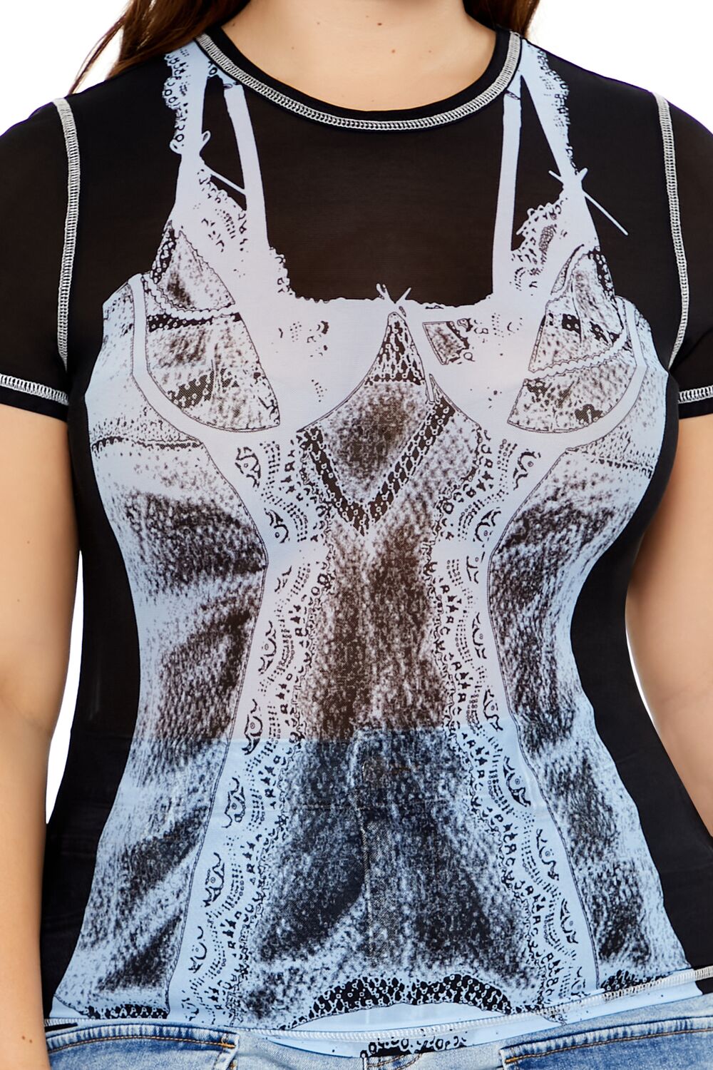 Plus Size Bustier Graphic Baby Tee - Forever 21